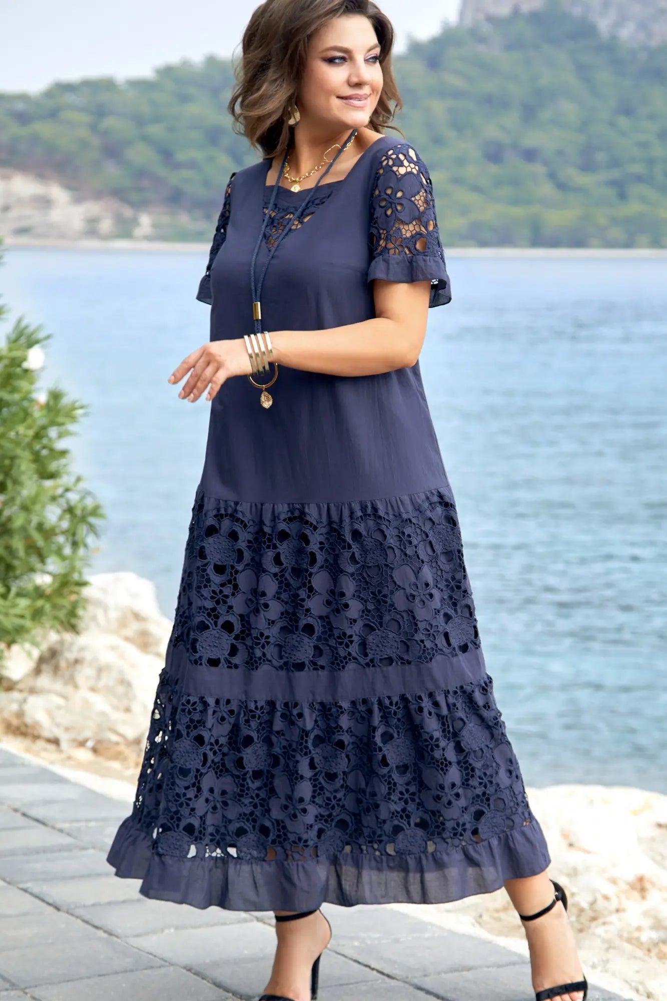 Caroline™ | Elegant Navy Dress