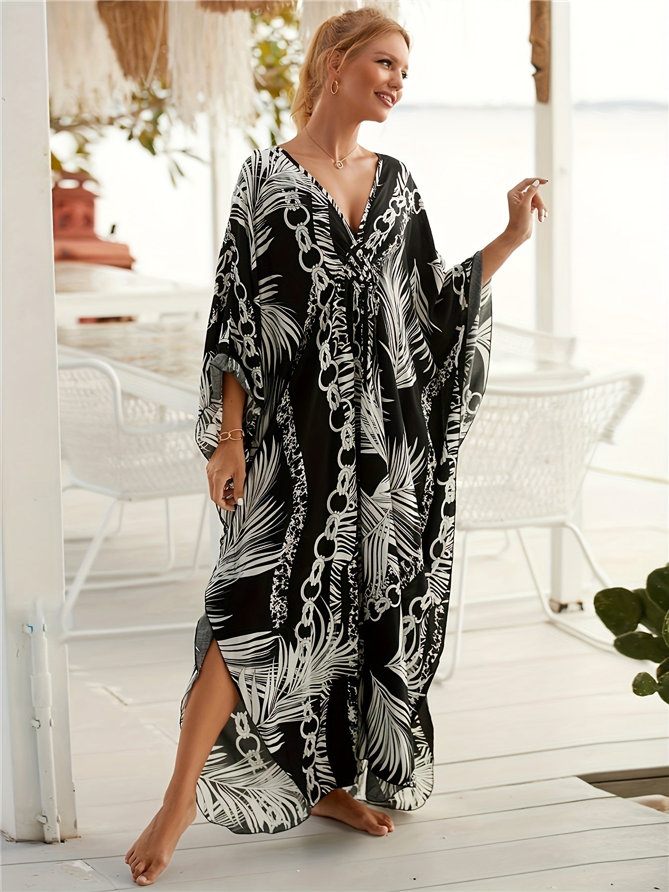 Olivia™ - Luxe Chain Print Kaftan Dress