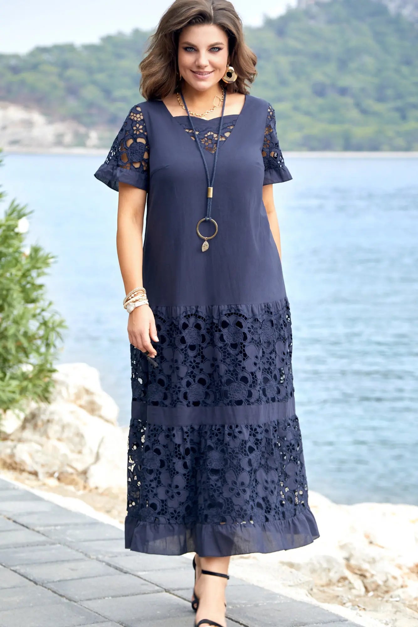 Caroline™ | Elegant Navy Dress