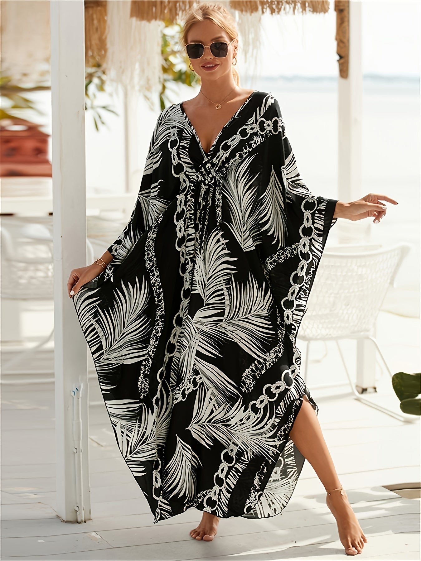 Olivia™ - Luxe Chain Print Kaftan Dress